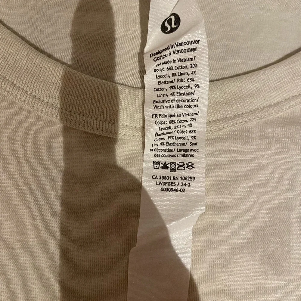 Lululemon classic fit cotton blend long sleeved tee bone size 6 - Picture 3 of 9